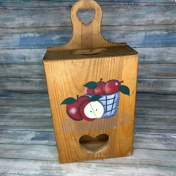 A&BC Other - Wooden Heart Apple Box Plastic Bags Wall Decor 1997 ABC Distributing Inc Country